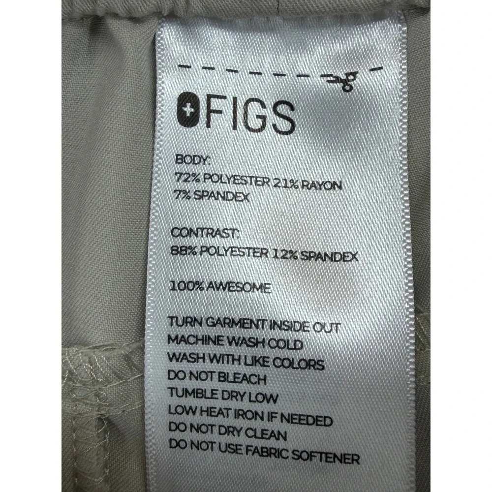 FIGS‎ Tansen Jogger Scrub Pants Sand Beige Neon Yellow Drawstring 1000203 Mens S